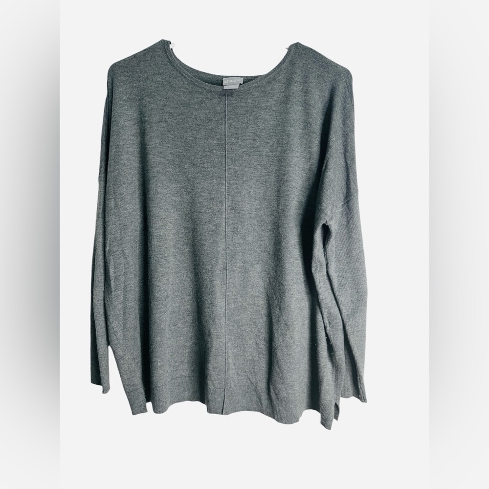 Chico's Classic Gray Crew Neck Sweater